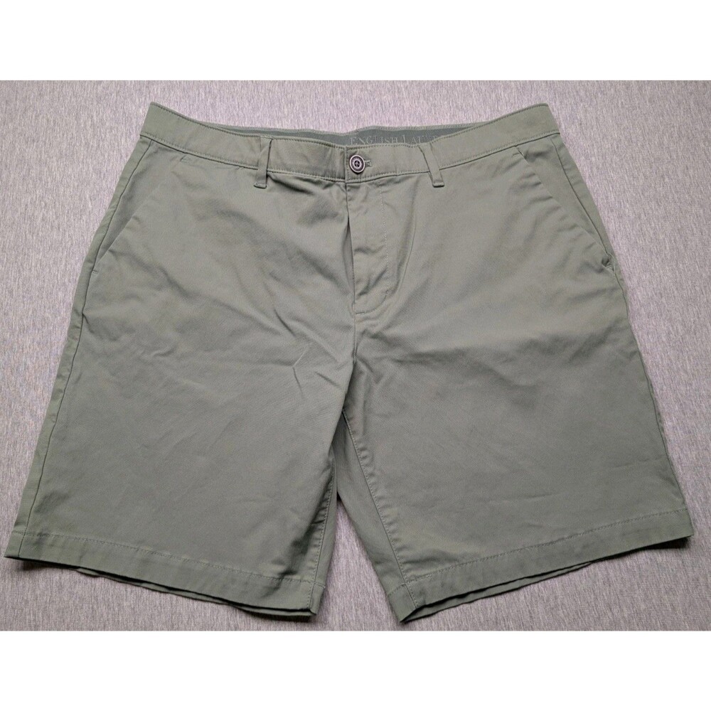 English Laundry Mens Chino Shorts Olive Green Stretch Flat Front Size 36